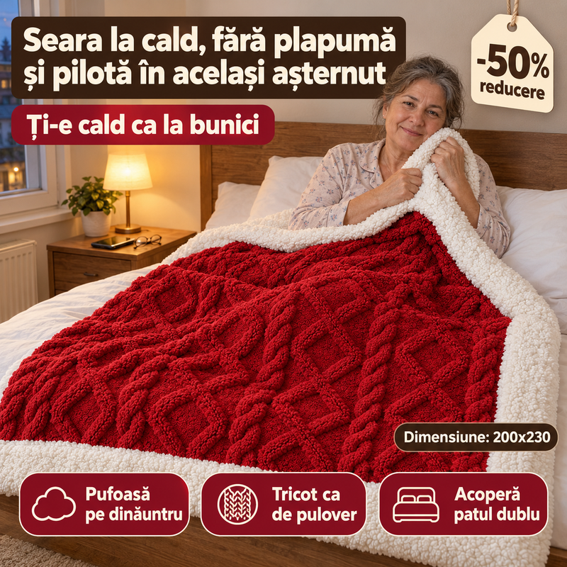 Pătură Cocolino pufoasă pe pat