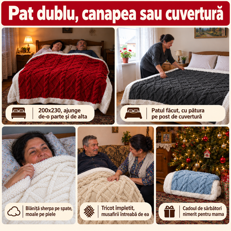 Pătură Cocolino tricot cu blăniță